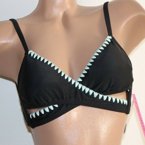 NWT Bikini Nation Contrast-Trim Halter Bikini Top - Picture 2 of 2